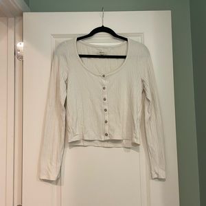 Madewell Ribbed Cardigan Crop Tee Large Cream